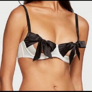 VICTORIA'S SECRET DREAM ANGELS SHINE STRAP TUXEDO BOW TIE PUSH UP BRA NWT